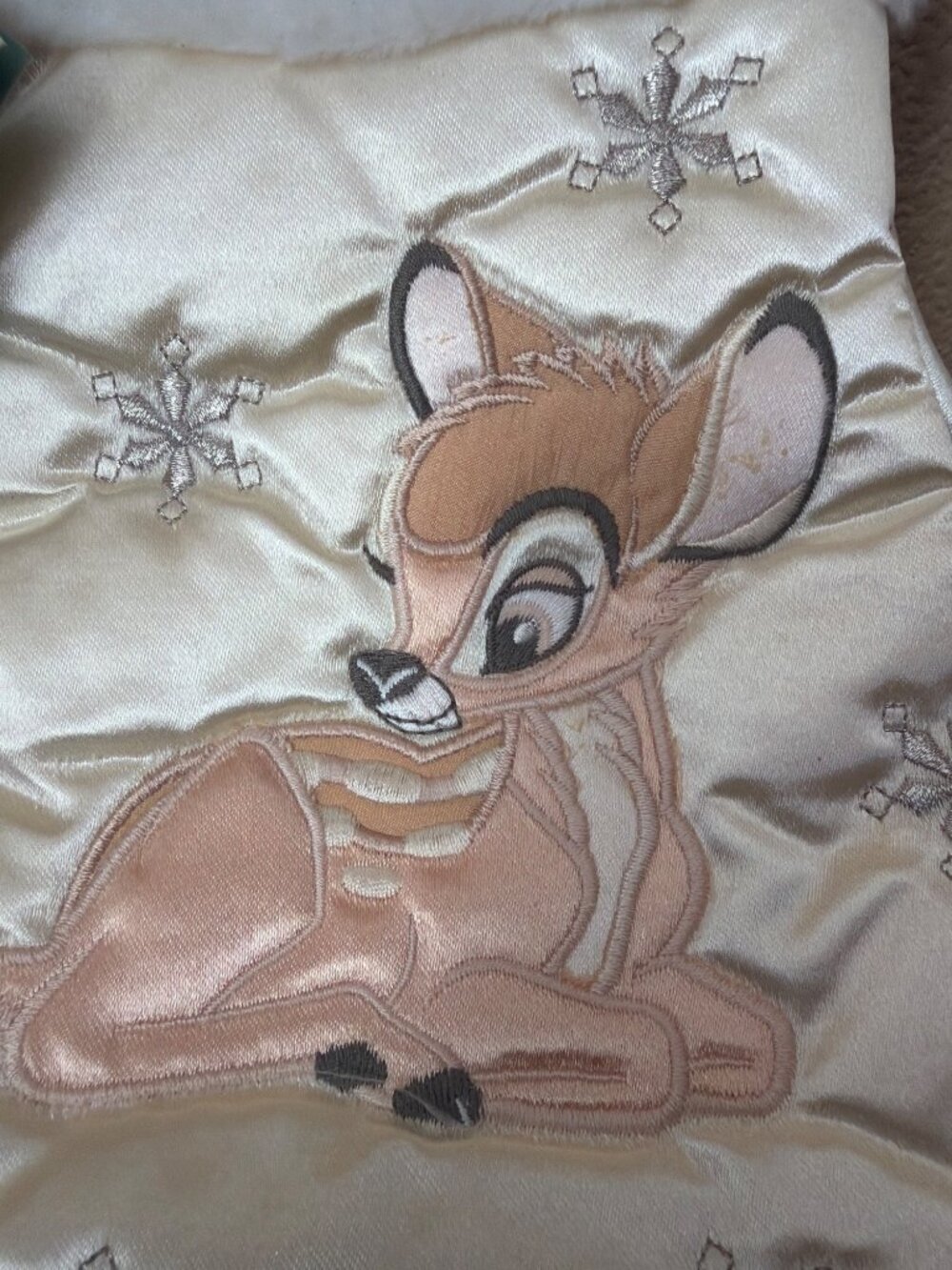 1998 Disney Bambi Baby’s First Christmas Stocking Cream Satin NEW w/Original Tag - Picture 2 of 9